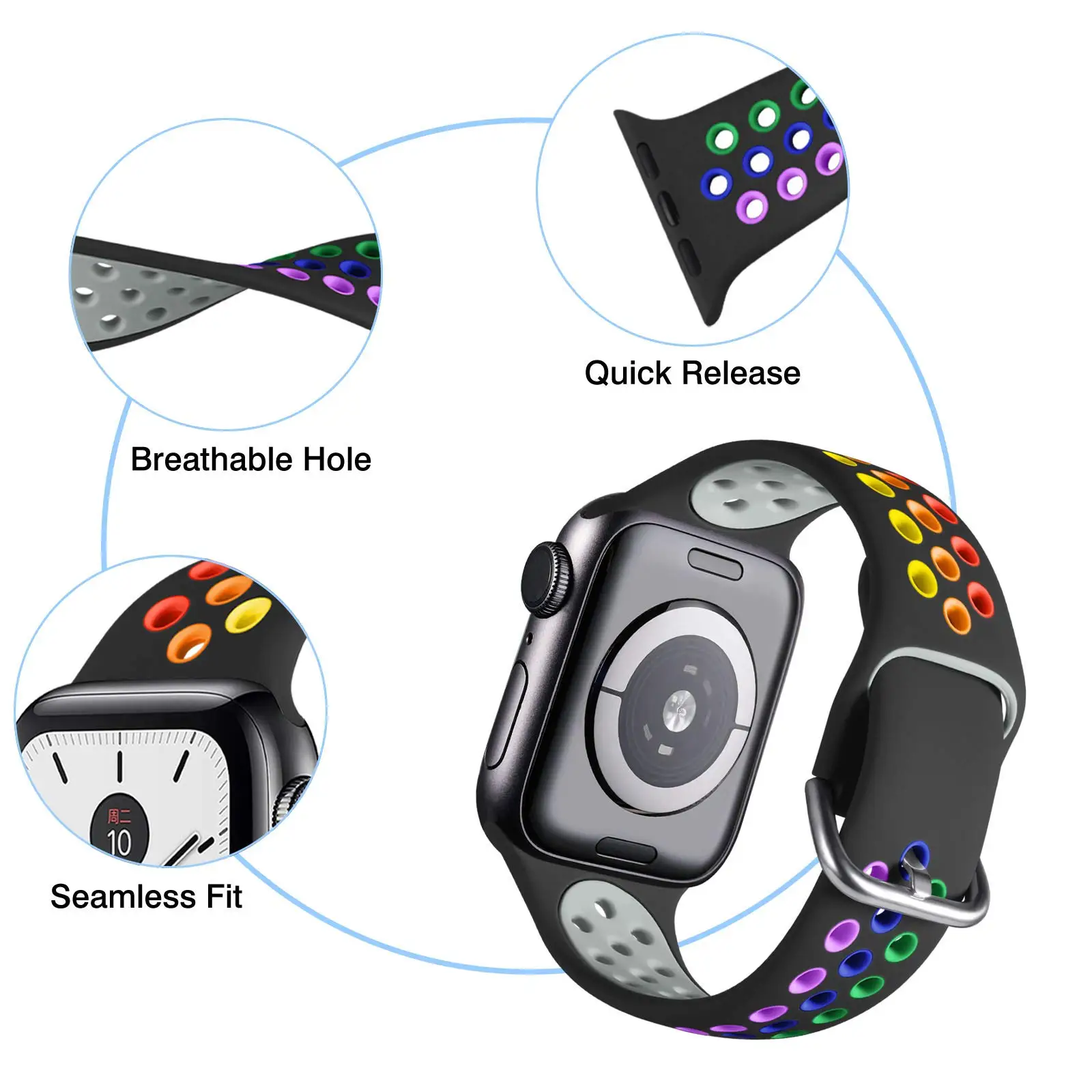 Cinturino traspirante in Silicone per Apple Watch 7 8 45mm 41mm 40 44 38 42mm per cinturino sportivo nike iWatch serie SE 6 bracciale Ultra 49mm