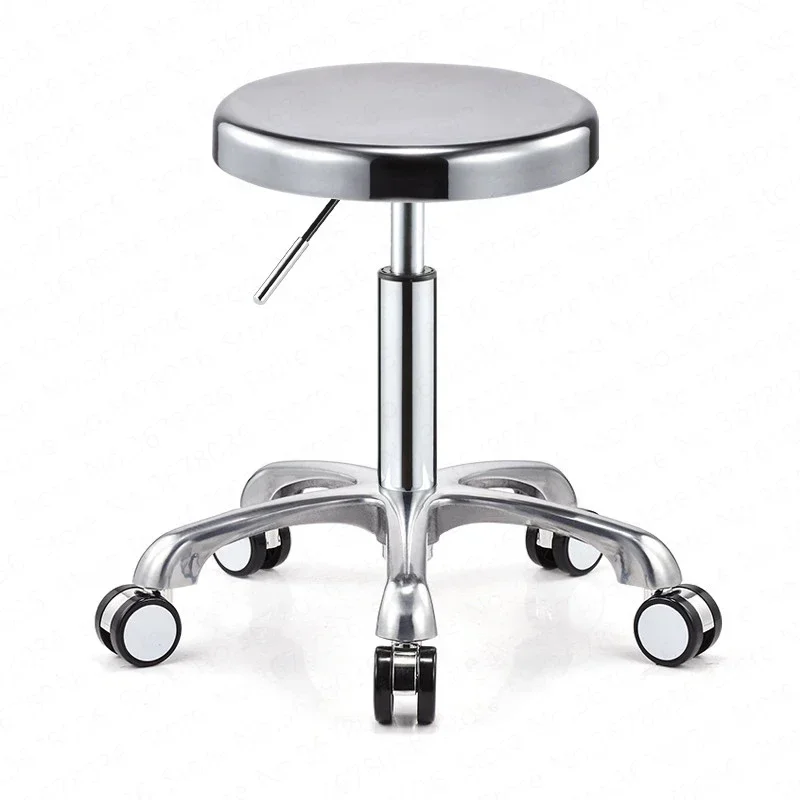 Beauty Salon Stool Rotating Lift Stainless Steel Salon Taboret Barber Shop Chair Dentistry Work Chair Metal Stool Wheeled