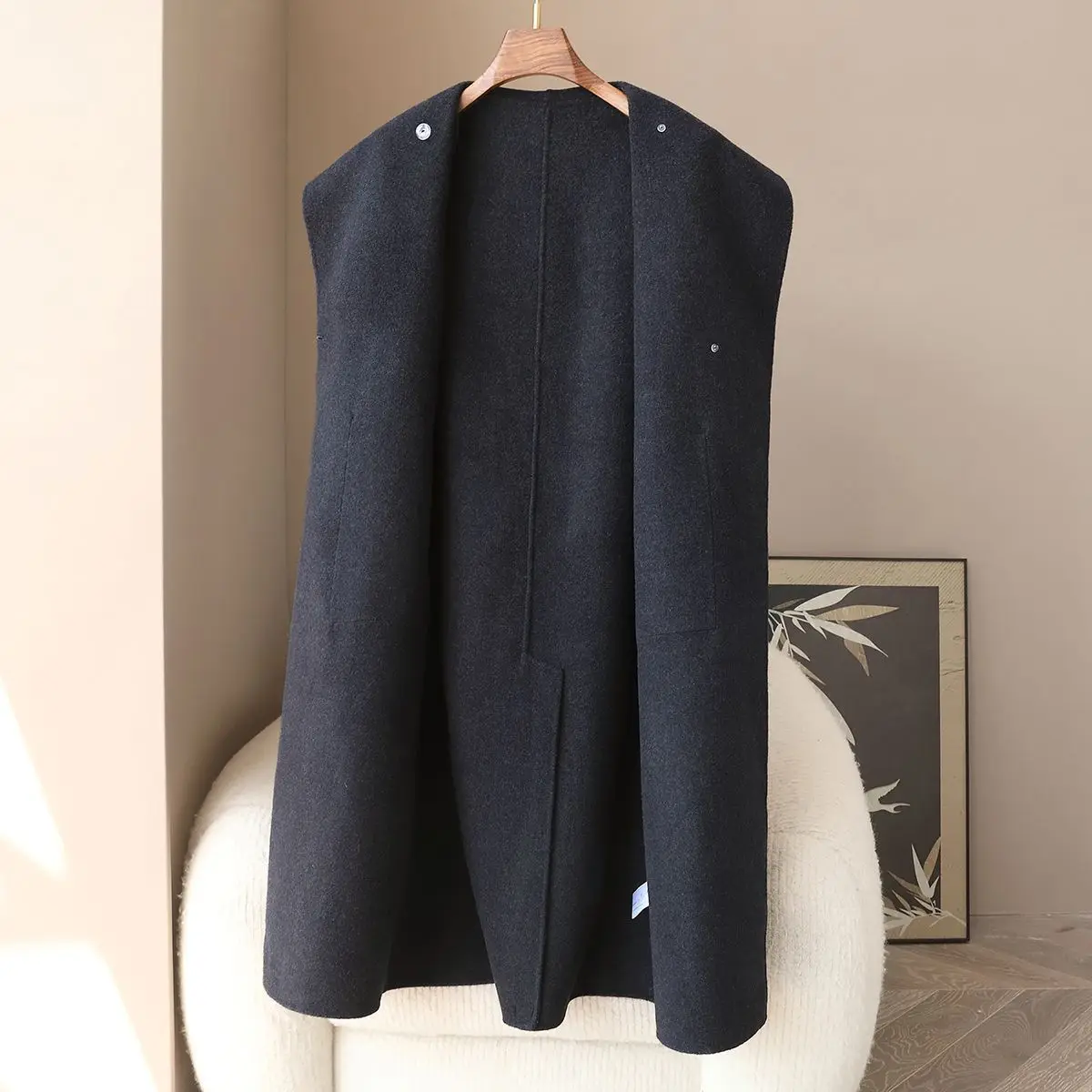 ملابس نسائية ربيعية جديدة لعام 2025 معطف مخملي الجمل 10% على الوجهين سترة صوفية بياقة واقفة غير رسمية #4