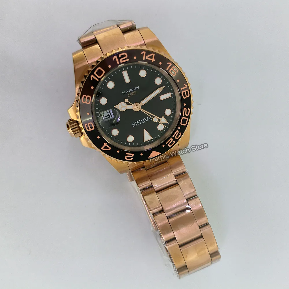 Parhéritage-Montre existent Gstuff pour Homme, Verre Saphir, Lunette Rotative, Or Rose, Document, 40mm