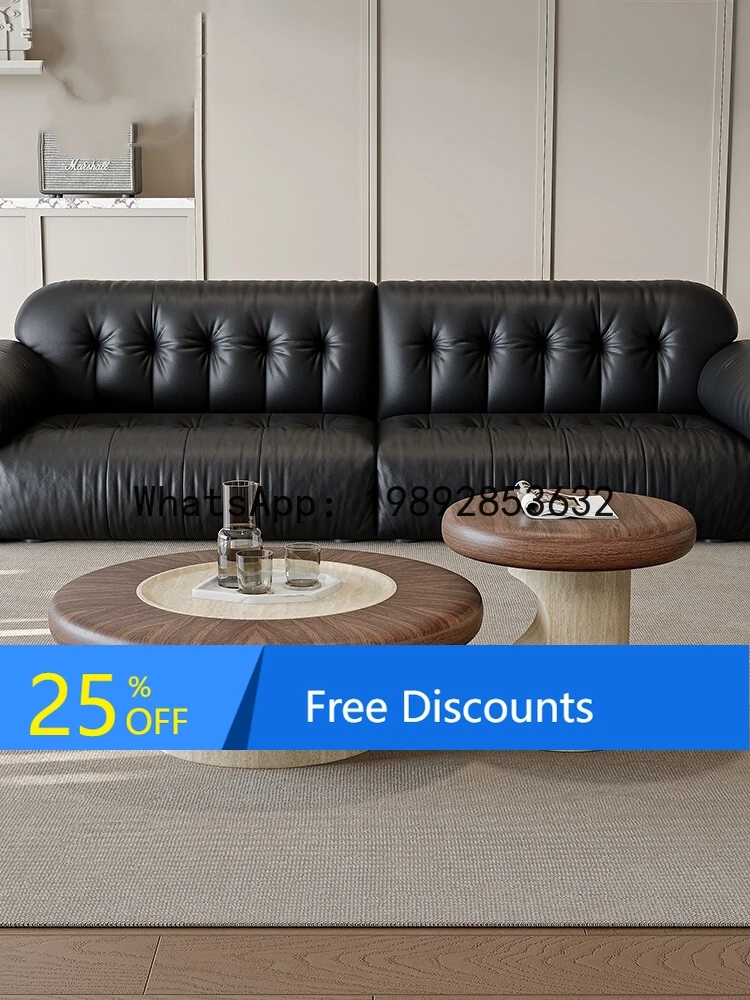 YFY Vintage Style Coffee Table for Living Room, Round Simple  Style with  Texture, Solid Wood, Light Luxury with a High-End Feel