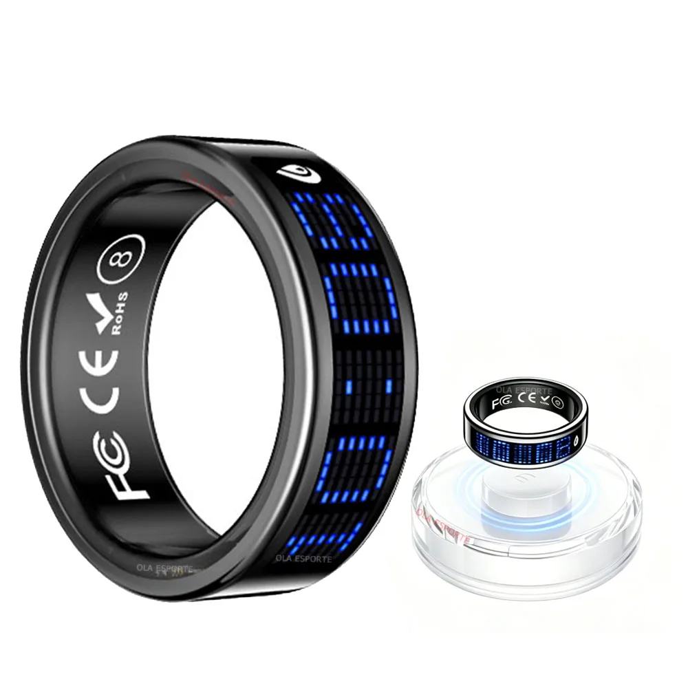 Intelligenter Ring mit Touchscreen-Display, Anruferinnerung, Zikr-Tasbih-Zähler, Gesundheitsmanager, 5ATM wasserdicht, Multi-Sport-Modus, für Männer und Frauen, R11C