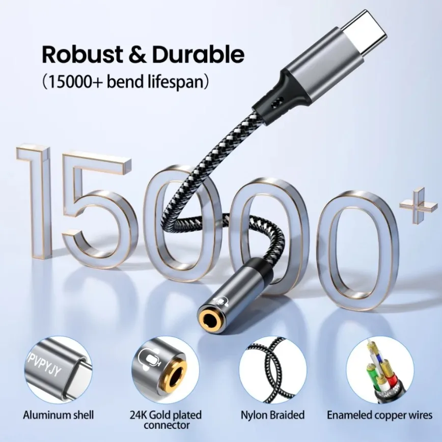 Type-C & USB to Aux Audio Cable Type C & USB to 3.5mm Female Headphone Jack Adapter for Laptop iPad MacBook Headphones Speakers view 6