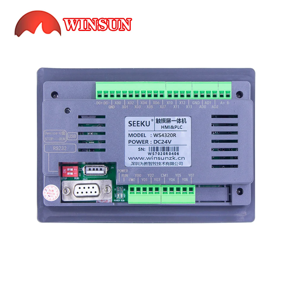 Ws4320r 20t 12mr 12mt 22mr 22mt hmi plc tudo em um 4.3 polegadas com controlador programável painel integrado rtc incluído