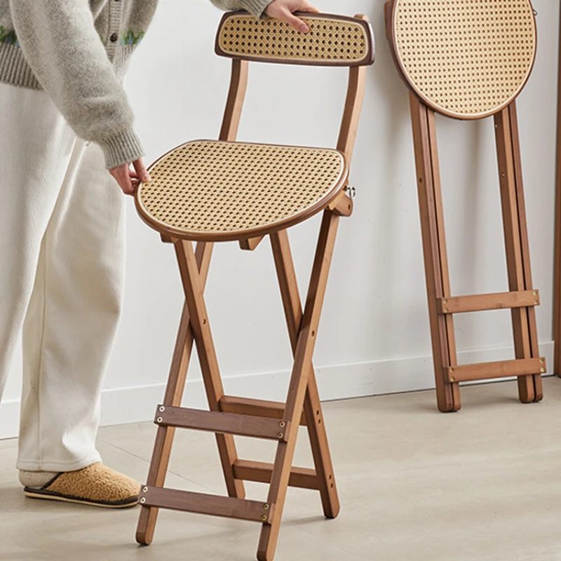 Foldable Minimalist Barstool Portable High Chair with Backrest Durable and Modern Design for Home Use Space-Efficient