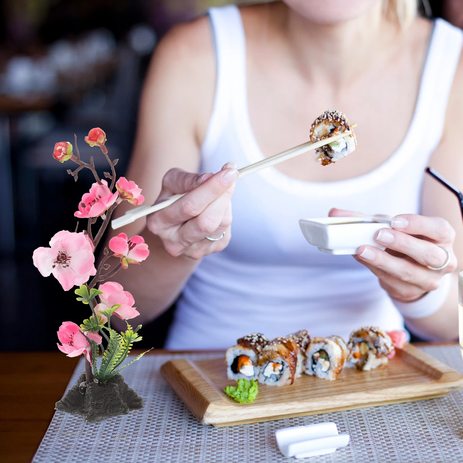 

2pcs Artificial Sushi Platter Flowers Fake Decorative Ornaments For Japanese Cold Dish Decoration Restaurant Supplies Desktop