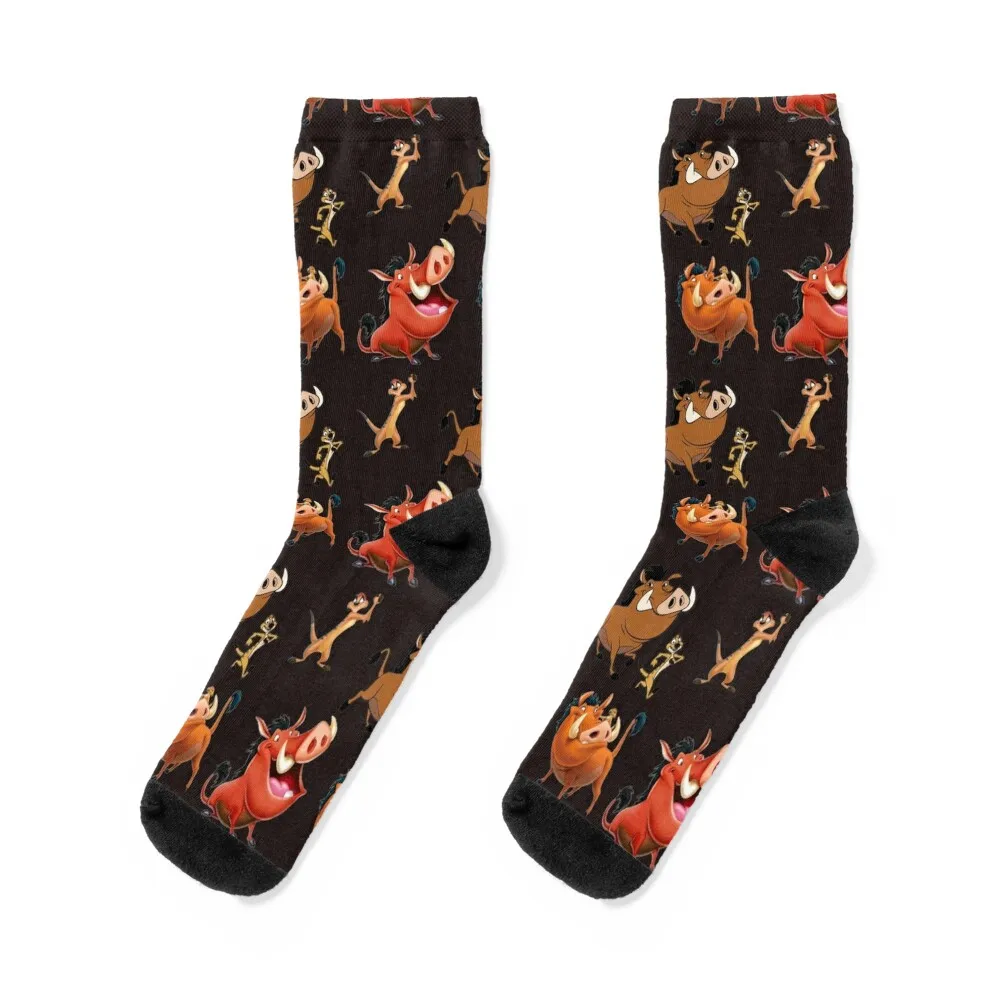 Pumba and Timon Socks hiphop new year Stockings compression Socks Woman Men's
