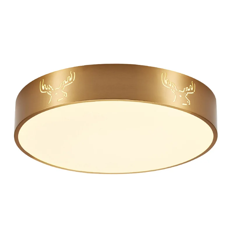 

American deer head bedroom full copper ceiling light, simple living room room study balcony ceiling light