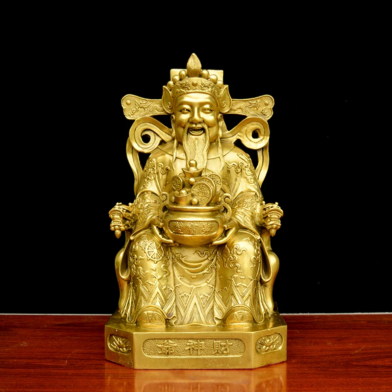 large GOOD buddha company hall decoration thriving business Money Drawing Good luck Gold God of wealth Mammon brass statue