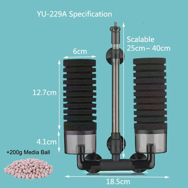 Schwarzer Aquariumfilter für Aquarien, Luftpumpe, Skimmer, biochemischer Schwammfilter, Aquarium-Bio-Filter, Filtro Aquario 7