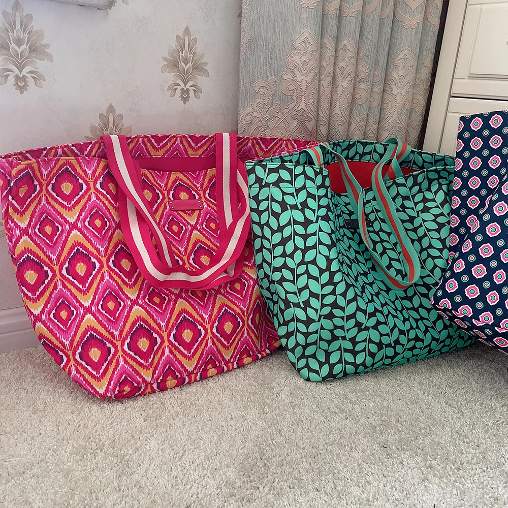 VB print environmental protection beach shoulder bag folding ladies large capacity shopping bag
