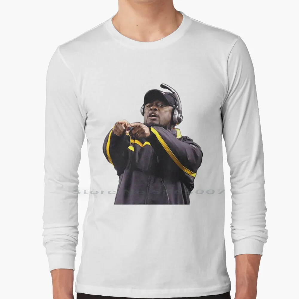 Mike Tomlin 100% Cotton Long Sleeve T Shirt Mike Tomlin Football Steelers Pittsburgh Black And Yellow Tee Short Sleeve Long