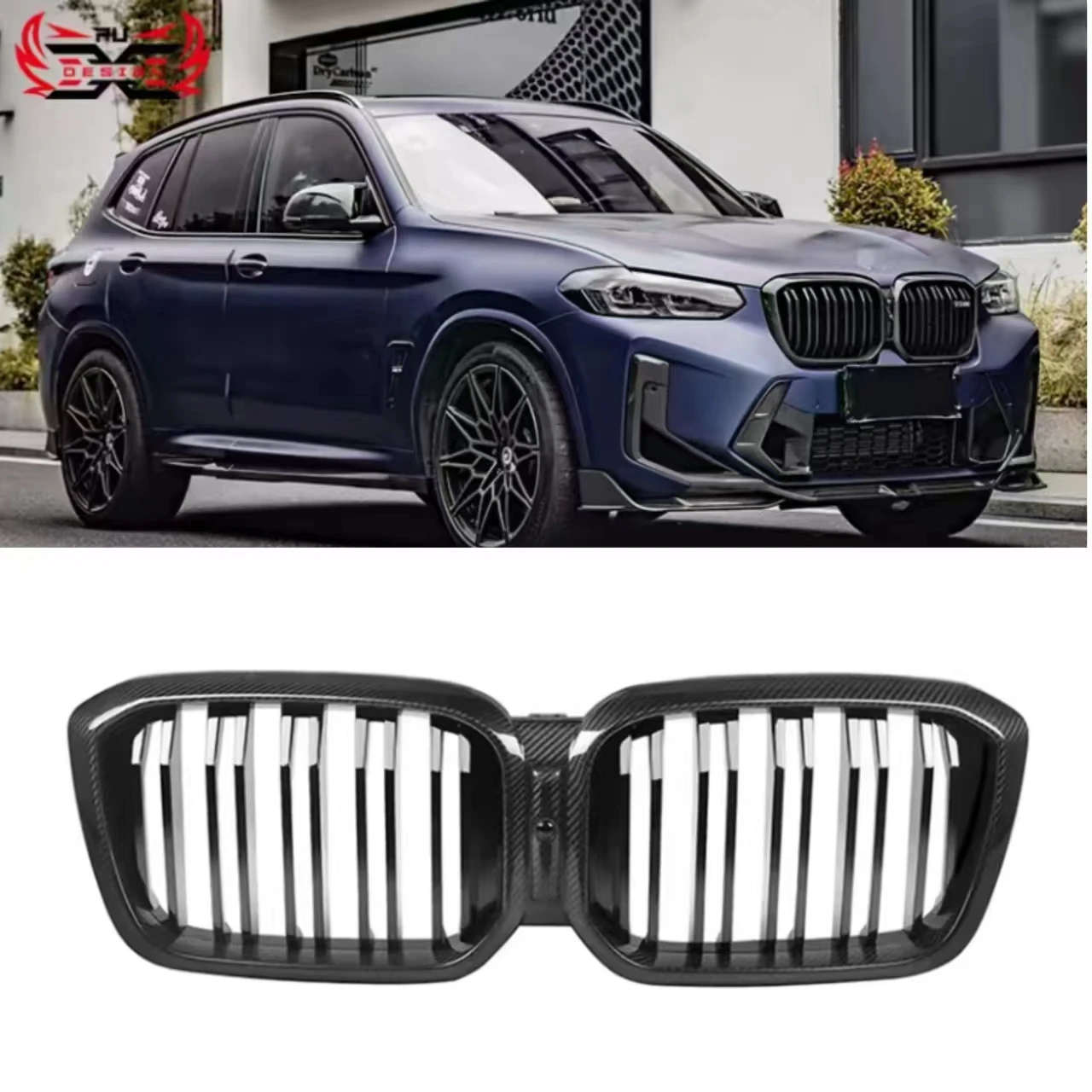 

For BMW X3 G01 X4 G02 X3M F97 X4M f98 LCI Grill Front bumper grille Carbon Fiber Front Air Inlet parts Body kits