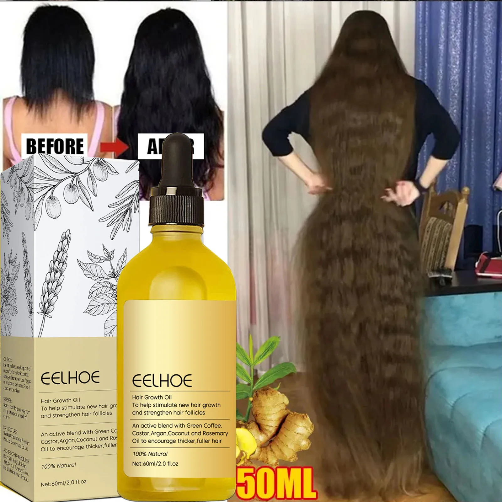 Productos para el crecimiento del cabello, aceite esencial para prevenir la caída del cabello, tratamiento antisecado para el cuero cabelludo de crecimiento rápido, reparación de belleza y salud para hombres y mujeres