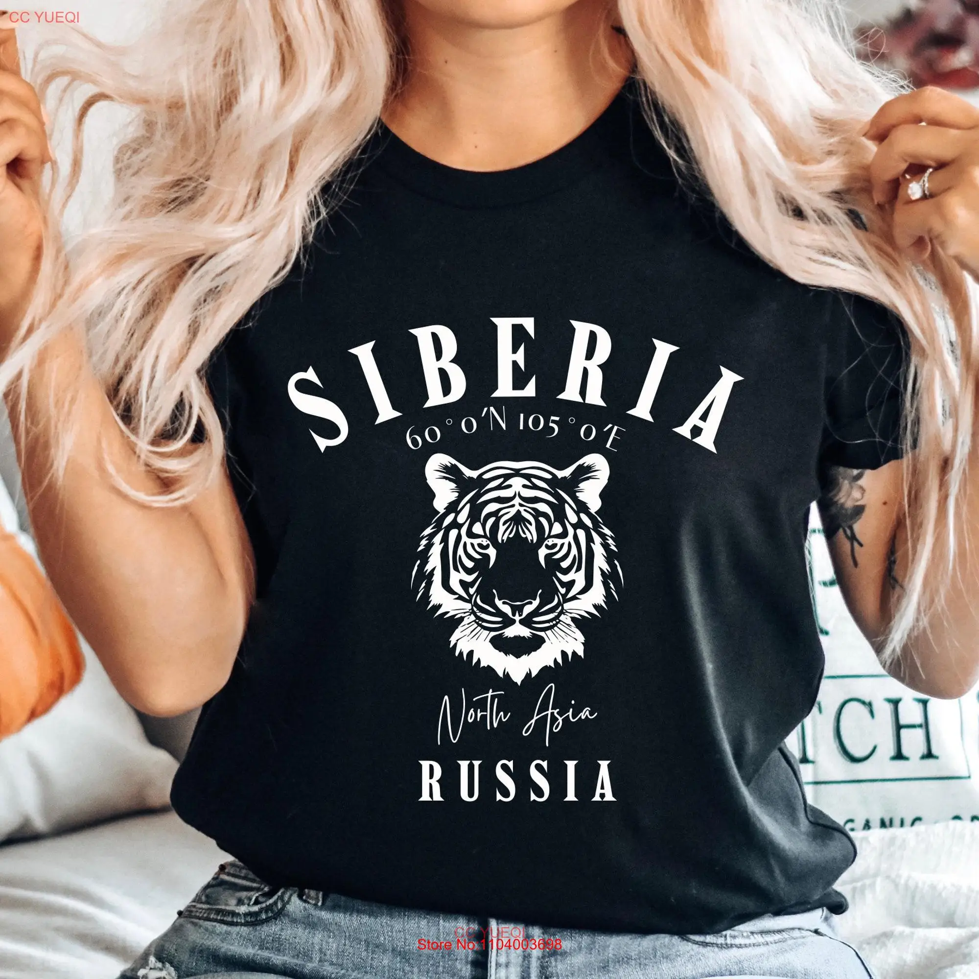 Siberia T Shirt Russia Siberian Tiger Russian North Asia Travel Crewneck long or short sleeves