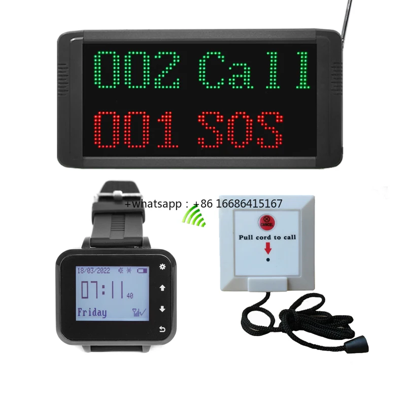 Nurse Call System Hospital Wireless Pager Button Display Receiver With Watch Wrist Clock