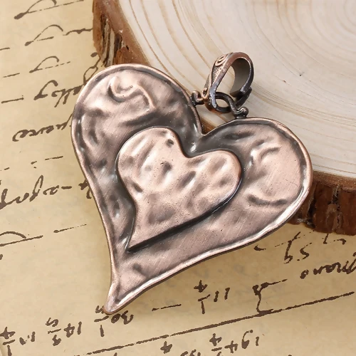 Vintage Metal Pendants Leaf Heart Tree Stripe Antique Copper Color Charms DIY Making Necklace Women Party Jewelry Gifts,1-3PCs