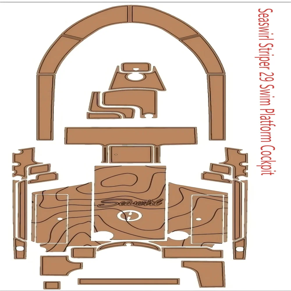 

Seaswirl Striper 29 Swim Platform Cockpit Pad Boat EVA Foam Faux Teak Deck Floor Mat SeaDek Style Self Adhesive
