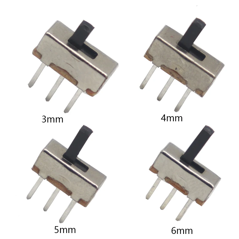 【100-20PCS】SS12D00 Interruptor on-off mini Slide Switch 3pin 1P2T 2 Position High quality toggle switch Handle length:3/4/5/6MM