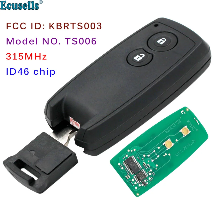 2 Buttons Keyless Go Smart Remote Key 315MHZ ID46 chip for Suzuki Swift SX4 Grand Vitara Uncut HU133 Blade KBRTS003 TS006