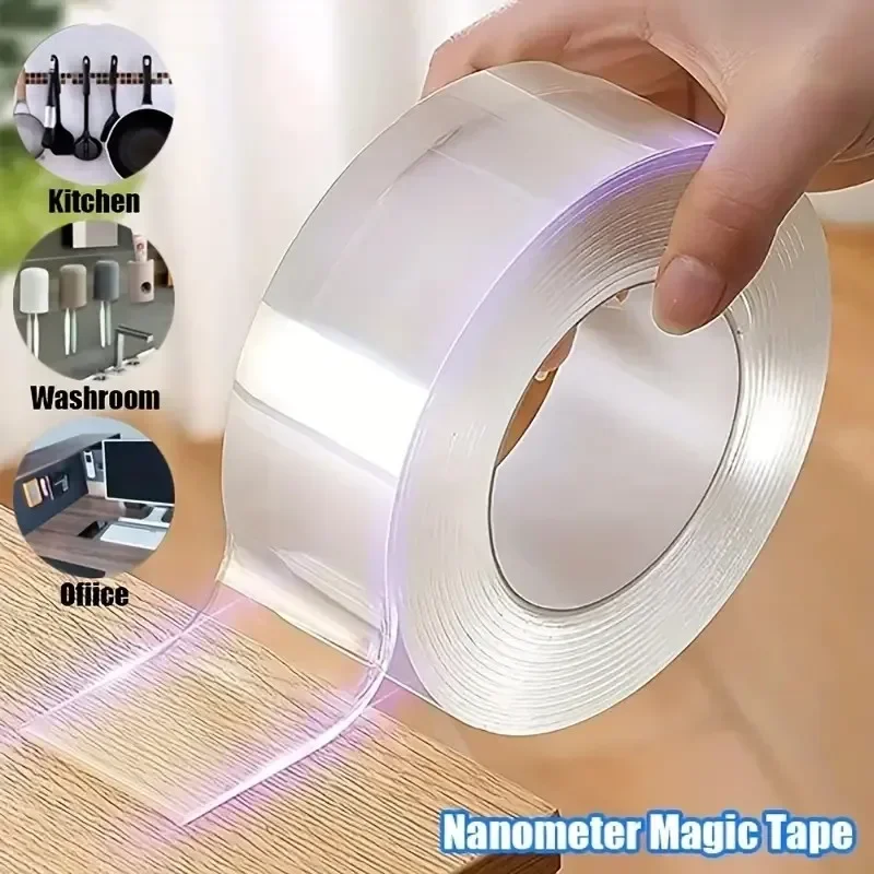 

1 Roll Transparent Double Sided Nano Tape, Waterproof Wall Stickers, Reusable Heat Resistant home improvement