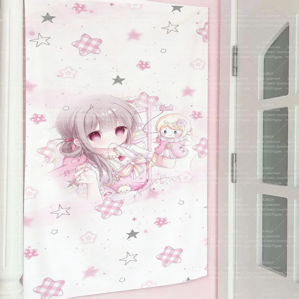 Kawaii japanischer Stil Lolita süßes Mädchen Wandteppich Wandbehang Spiel japanische süße Mädchen Raumdekoration Wandteppich Wandbehang