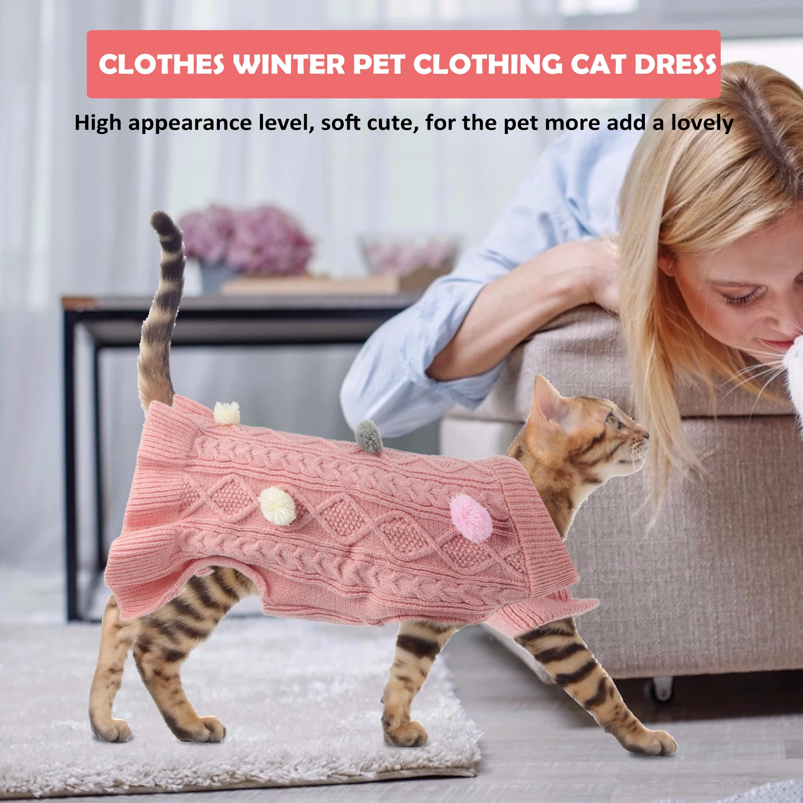 

Acrylic Pet Sweater for Small Dogs Cats Winter Knitted Clothes Reusable Durable Skin Friendly Birthday Party Cosplay Christmas