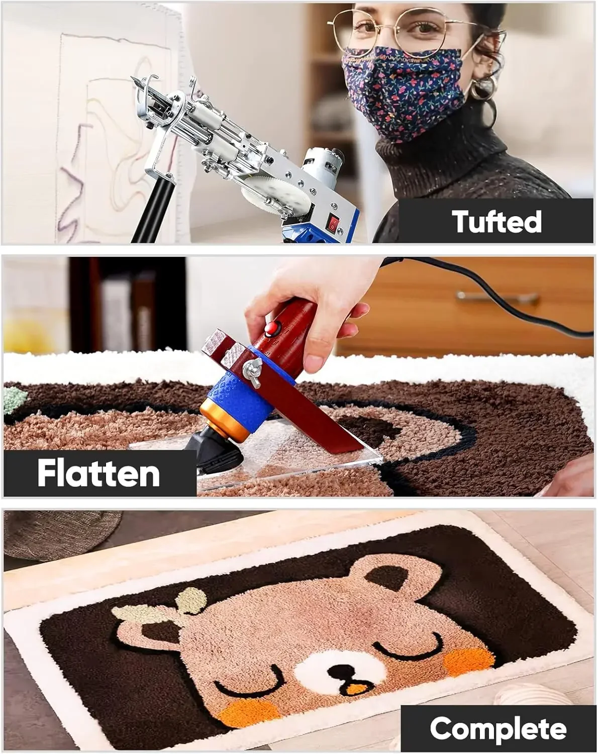 Rug Tufting Gun with Carpet Trimmer Kit 2 in 1 Cut & Loop Pile Carpet Gun and Carpet Carving Clippers Rug Maker Machine Kit