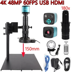 Nice-power 48MP Industiral Microscope 4K Video USB HDMI Digital Camera Continuous Zoom 180X C-Mount Soldering Phone Repair Tools