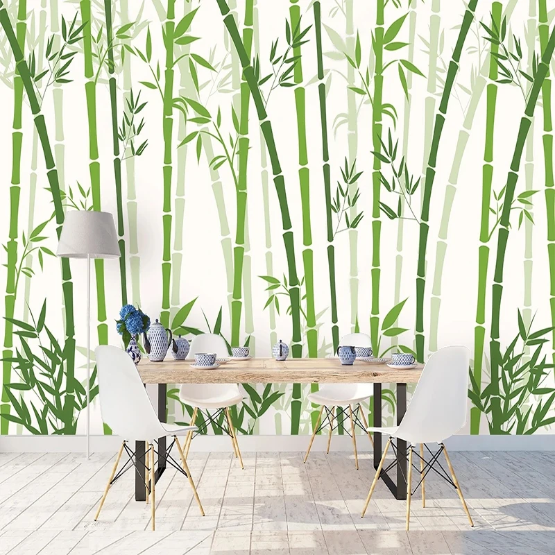 

Custom 3D Mural Hand Painted Green Bamboo Wallpaper For Living Room TV Background Home Decor Chinoiserie Wall Paper For Bedroom