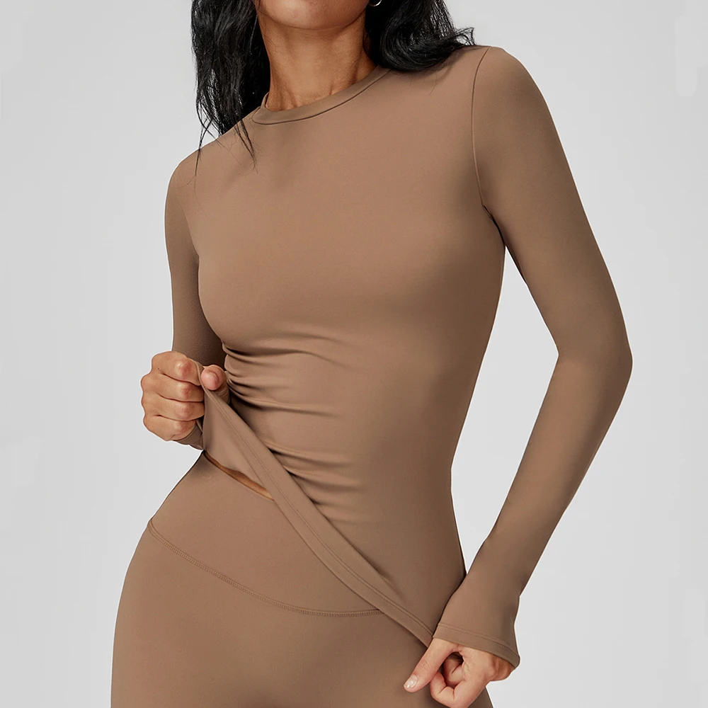 

Women Yoga T-shirts Long Sleeve Yoga Shirts Solid Sport Top Fitness Clothes Sexy Exposed Navel Quick Dry Workout Gym Tracksuits