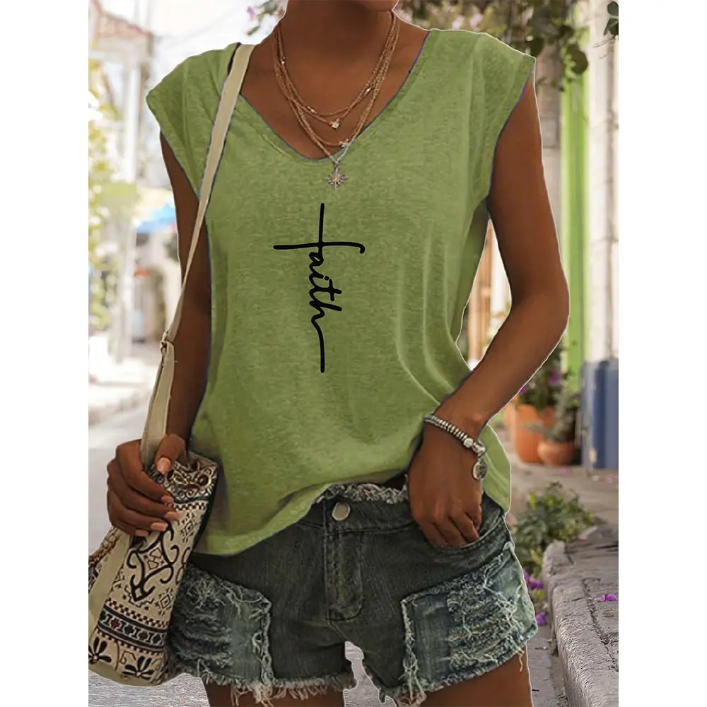 

Women's Sleeveless Vest Summer Easy To Dry Breathable Top Fashion Clothing V-neck Casual Vest Personality Style Vest 2024