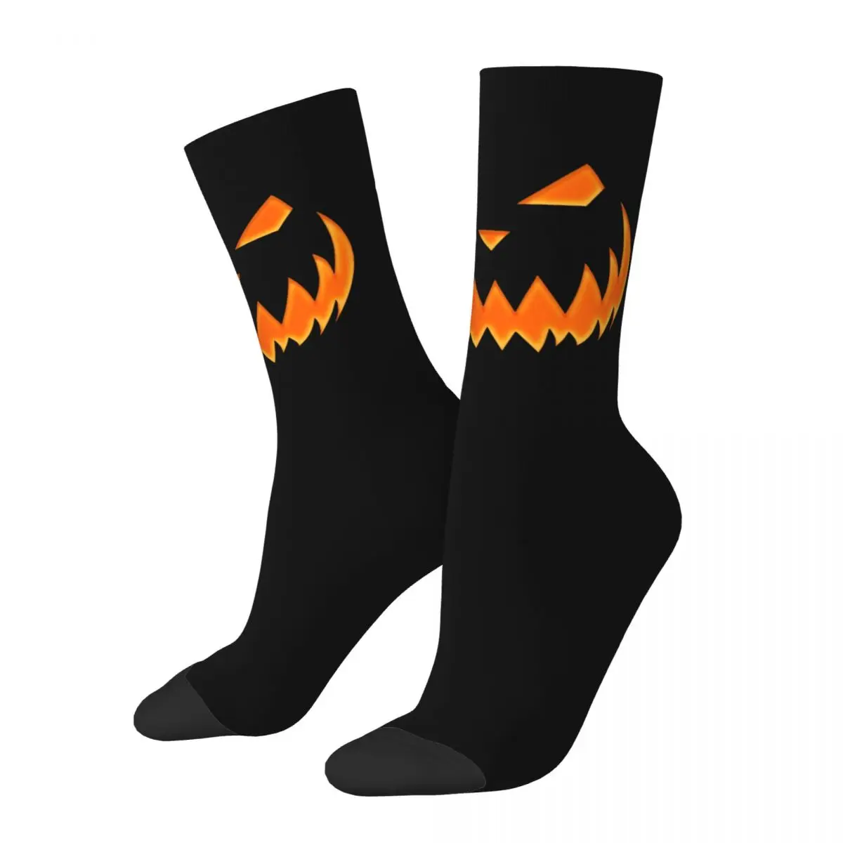 Happy Funny Men's Socks Casual Jack-o'-Lantern Face Sock Polyester Halloween Pumkin Sport Socks Spring Summer Autumn Winter