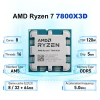 NEW AMD Ryzen 7 7800X3D 4.2GHz L3=96M Processor 120W 8-Core 16-Thread R7 7800X3D Socket AM5 5NM DDR5 but No Fan 2