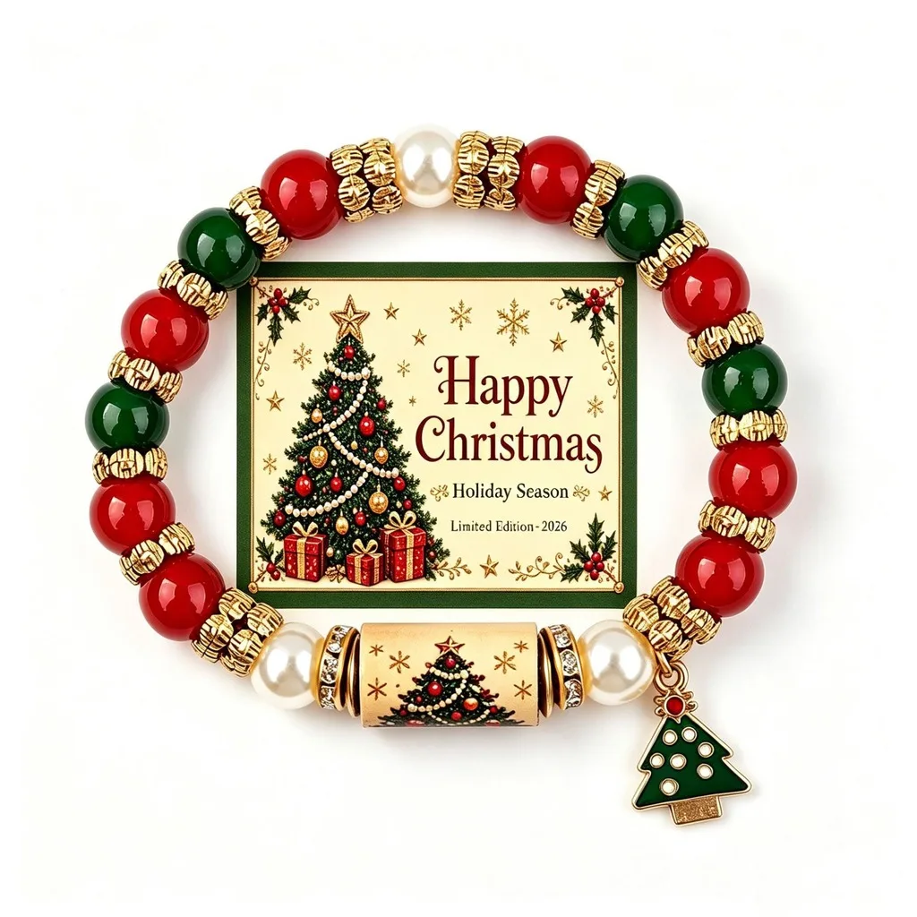 Beaded Bracelet Beaded Christmas Themed Bracelet Holiday Bracelet Alloy For Holiday Trips Relatives And Friends Christmas Outfit