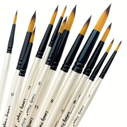 12/48pcs Premium Soft Pointed-Round Watercolor Paint Brush Set，High Quality Anti-Shedding Nylon Hair, for Acrylic, Oil, Tempera