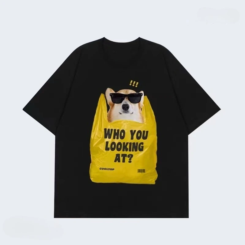 

Новая летняя мужская и женская футболка с карманами и животными, весенне-осенний индивидуальный тренд для пар, свободный повседневный топ с короткими рукавами