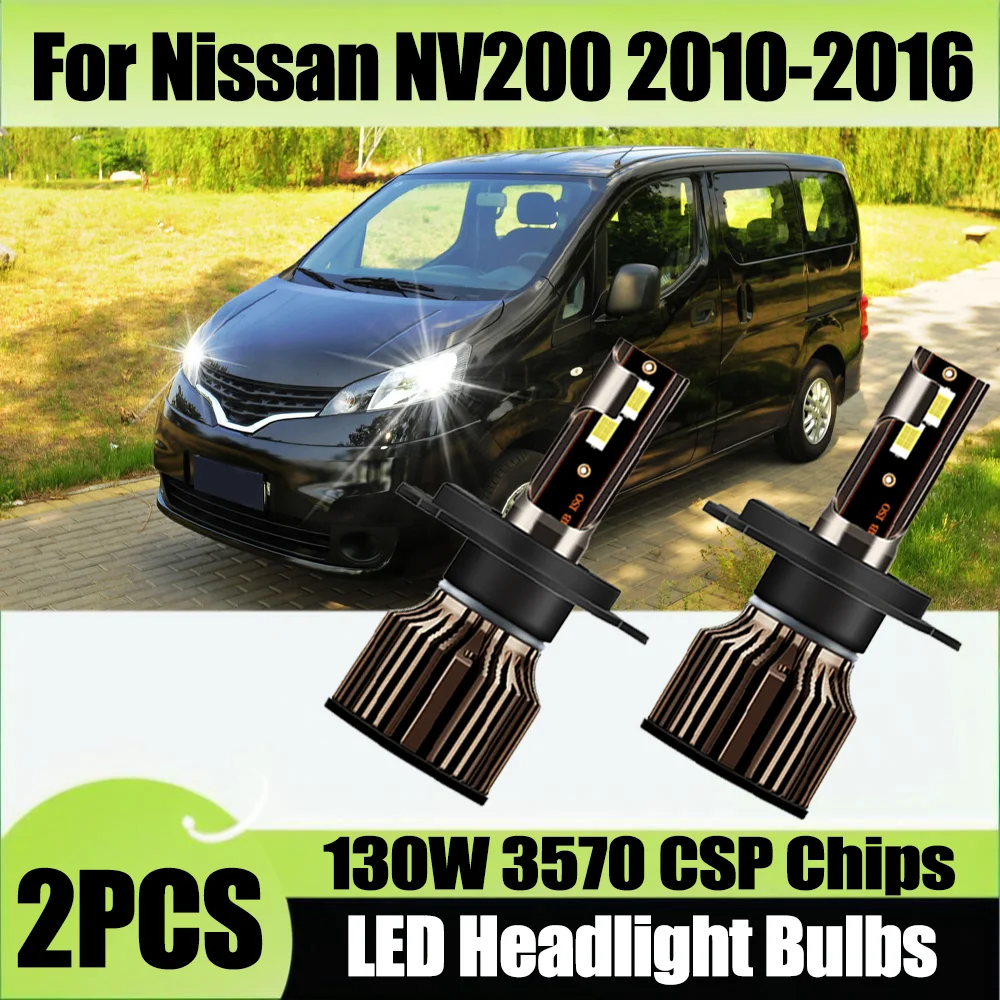 

2PCS 130W High Low Beam Car Headlamps 3570 CSP Chips H4 LED Headlight Bulbs 6000K White 30000LM 12V For Nissan NV200 2010-2016