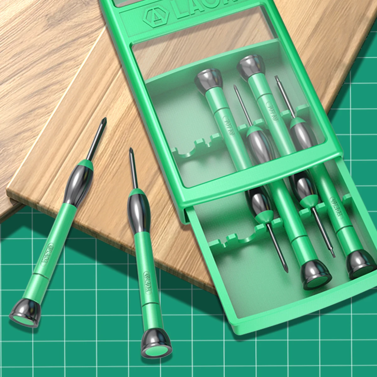 LAOA 6-teiliges Präzisions-Schraubendreher-Set Magnetischer CR-V-Stahl Drehbare Kappe Reparatur-Kit für Handy PC Uhr Kamera Spielzeug