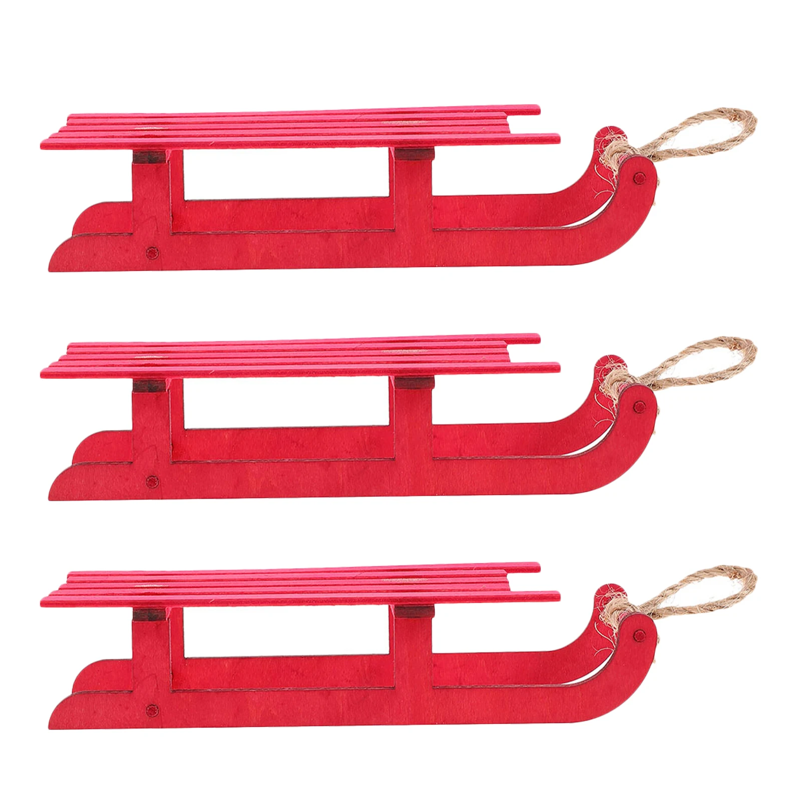 

3Pcs Christmas Sleigh Decor Wooden Handcarved Sled Ornaments Holiday Tabletop Xmas Tree Decorations Christmas Sleigh Decor