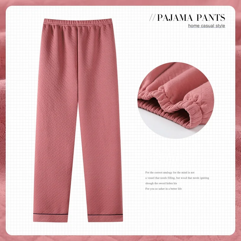 Winter Cotton Pajamas With Three Layers Of Cotton Air Sandwich Loose Pants Plus Size Home Wear Women Padded Warm Home Pajamas