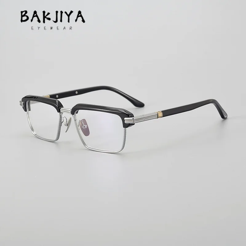 

High Quality Acetate Titanium Eyeglass Frame Business Retro Men's Optical Prescription Glasses Eyebrow Frame Square Eyeglasses