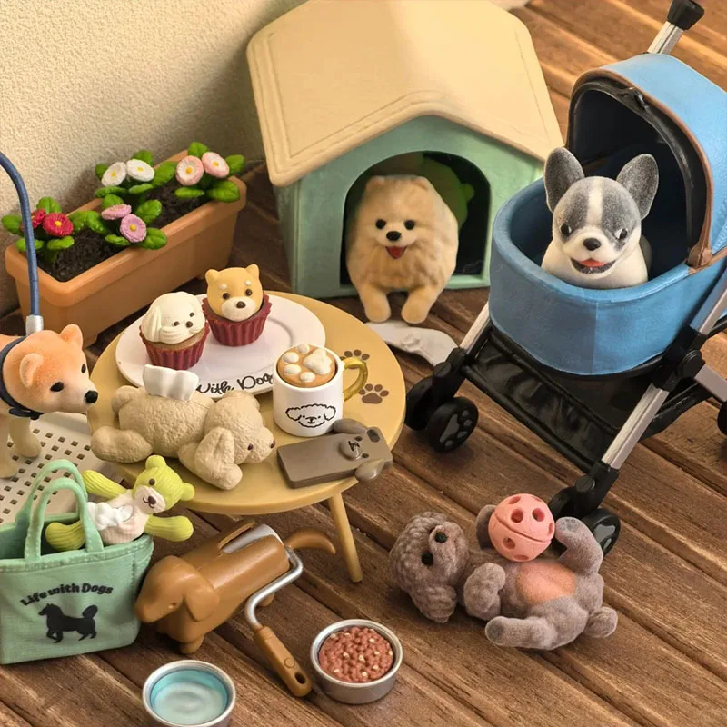 

Rement Good Life With Pet Dog Mini Diorama Figure Genuine Blind Box Cute Puppy Home Scene Simulation Model Collection Toy