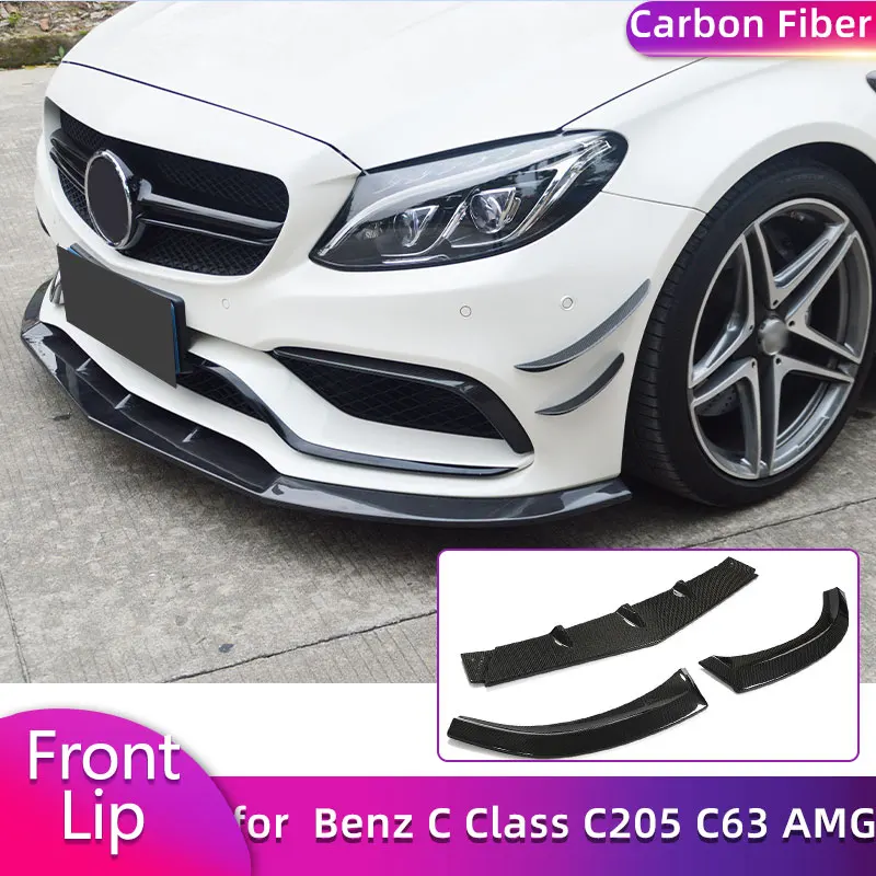 Vollcarbon-Frontspoilerlippe für Mercedes Benz C-Klasse C205 C63 AMG Coupé 2015-2021 Auto-Frontspoilerlippe
