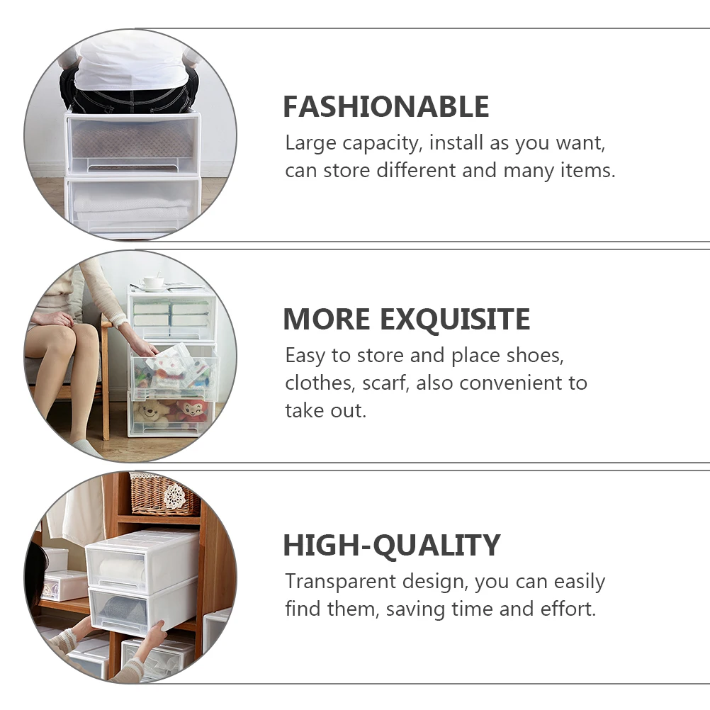 

Drawer Storage Box Drawers Stackable Clothes Container Wardrobe Plastic Organizing Trash Can