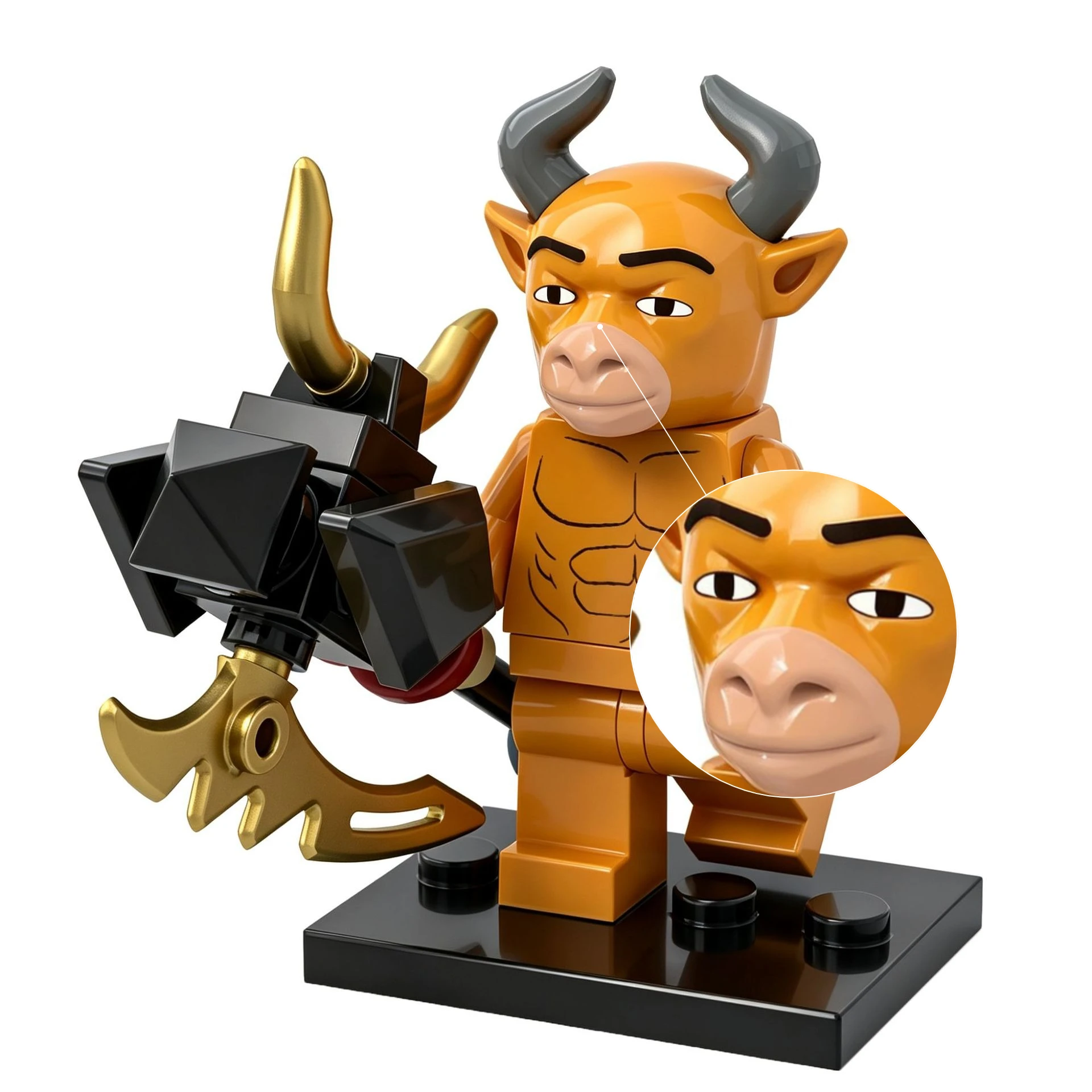 Cattle Lai Actione Figure New Coming Heaven Defying Movie Peripheral Model Assembling Building Blocks 3D Wild Yellow Cattle Toys