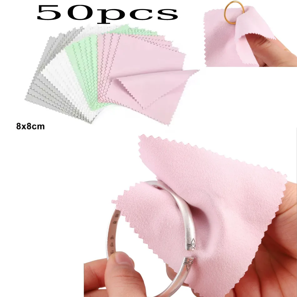 

50PCs/pack Jewelry Cleaning Cloth 8cmx8cm Pink Color Jewelry Wiping Cloth Jewelry Tools Jewelry Making Supplies