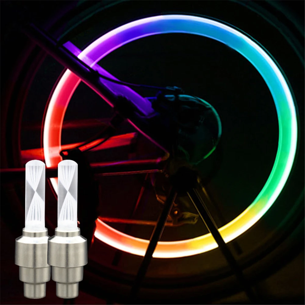 1pcs Bike Valve Light With Battery Mountain Road Bike Bicycle Lights Tyre Tire Valve Caps Wheel Spokes Neon Colorful LED Light