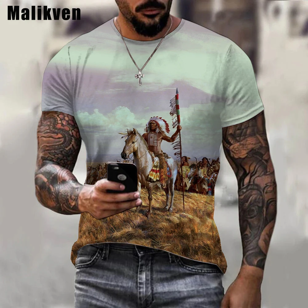 2022 Hot Sale Indians Culture Printed Tshirt Summer Men 3D T-shirt Casual O-Neck Indians Skull T Shirt Streetwear