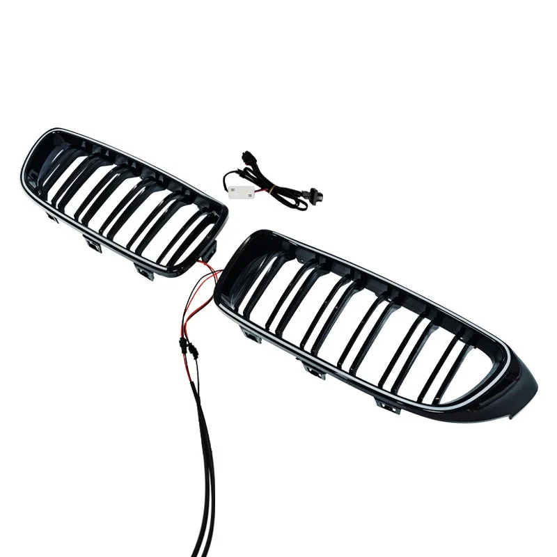 BMW 4 시리즈 F32 F33 F36 2013-2019용 자동차 프론트 범퍼 LED 라이트 그릴 레이싱 그릴 듀얼-슬랫 글로스 검은색 액세서리
